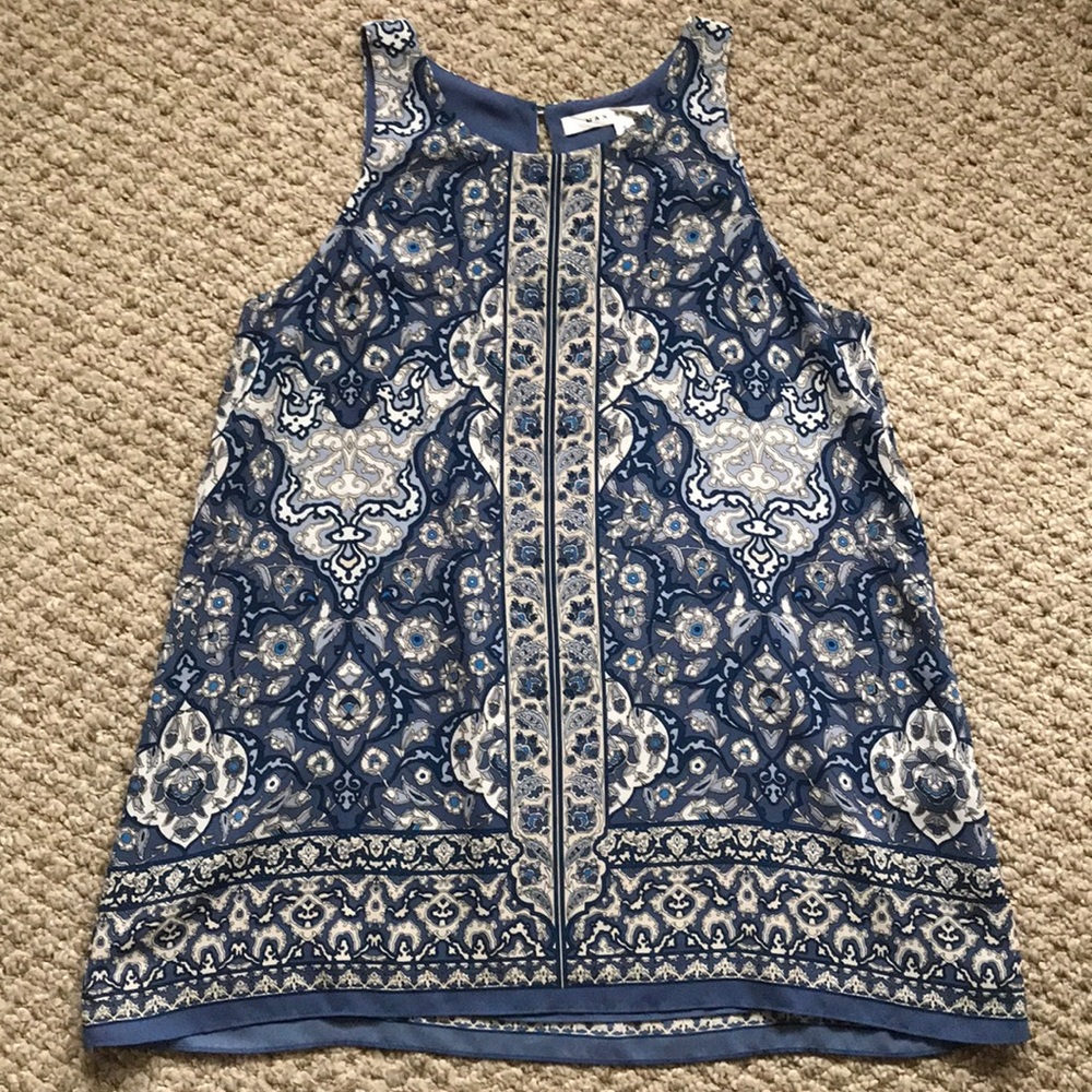 Blue floral tank top blouse